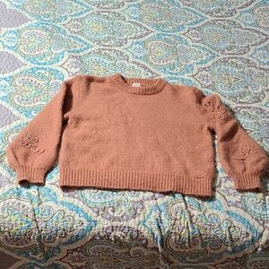 Elie Tahari Tan Sweater with Floral Embroidery